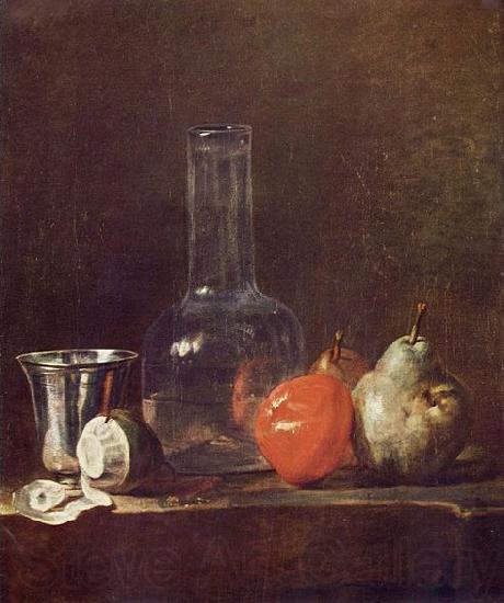 jean-Baptiste-Simeon Chardin Still Life with Glass Flask and Fruit
